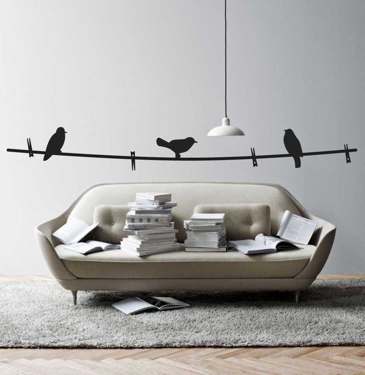 Vinilo Decorativo Adhesivo Cuerda De Pájaros