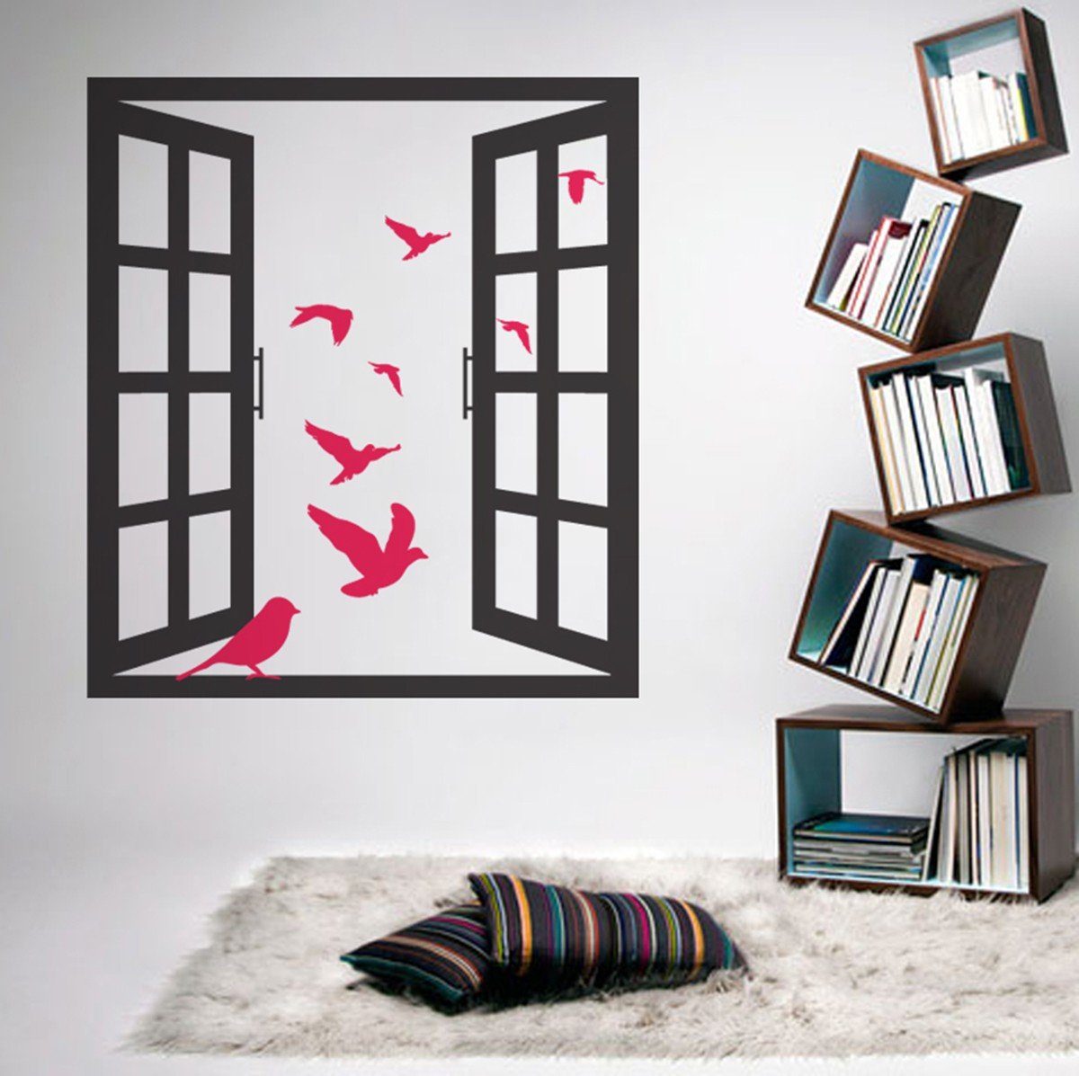 Vinilo Decorativo Adhesivo Ventana con Pajaros