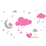 Adhesivos decorativos infantiles nubes lunas pajaros Colombia Bogota Medellin Cali Barranquilla Bucaramanga Cartagena