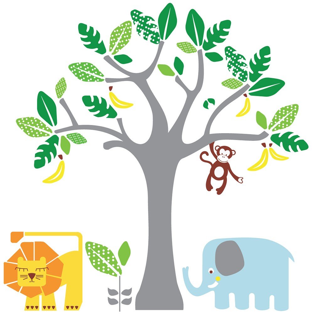 Vinilos adhesivos infantiles de arbol bananas mico leon Colombia Bogota Medellin Cali Barranquilla Bucaramanga Cartagena