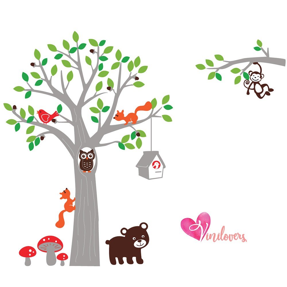 Vinilo Adhesivos arbol infantil ardillas hongos osos Colombia Bogota Medellin Cali Barranquilla Bucaramanga Cartagena Ibague