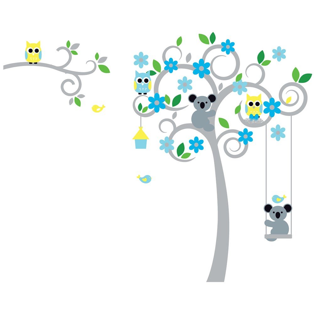 Vinilo Decorativo Adhesivo Arbol Koalas Y Buhos Colombia Bogota Medellin Cali Barranquilla Bucaramanga Cartagena Ibague
