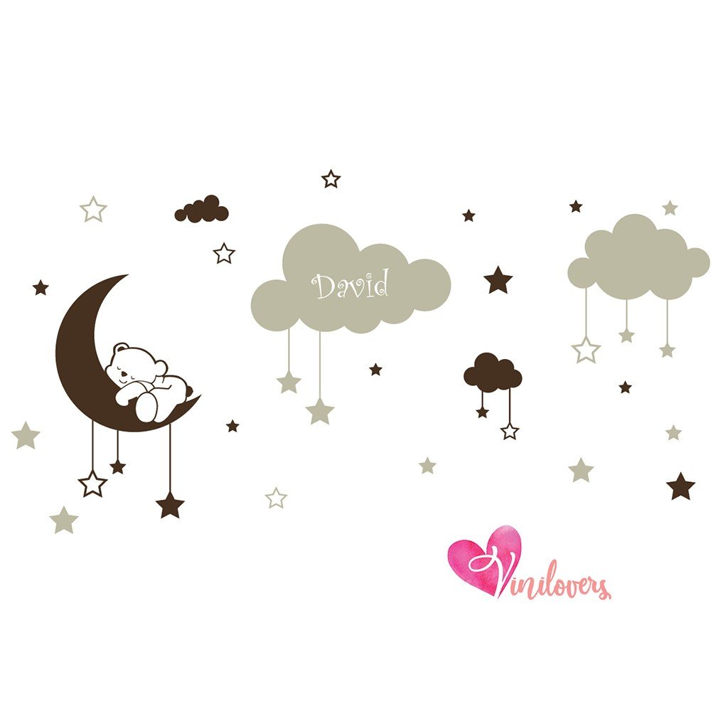 Vinilos adhesivos infantiles decoracion luna oso estrellas nubes bebes Colombia Bogota Medellin Cali Barranquilla