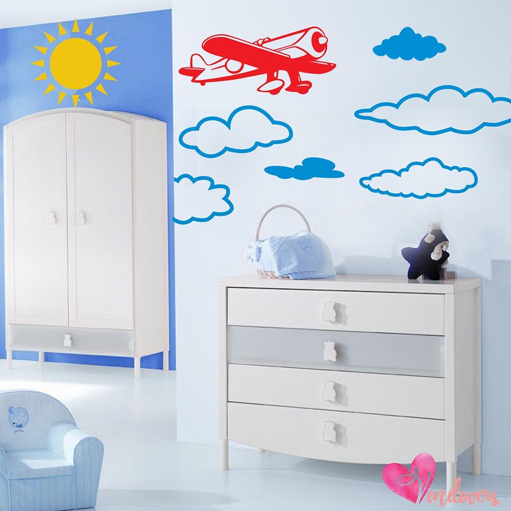Vinilos decorativos infantiles avion estrellas cohete Colombia Bogota Medellin Cali Barranquilla Bucaramanga Cartagena Ibague