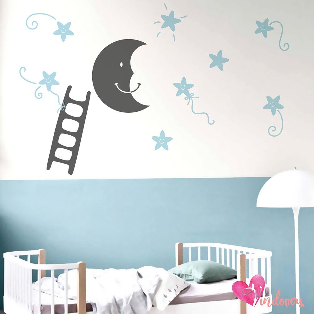 Adhesivos infantiles vinilos decorativos happy moon lunas estrellas Colombia Bogota Medellin Cali Barranquilla Bucaramanga