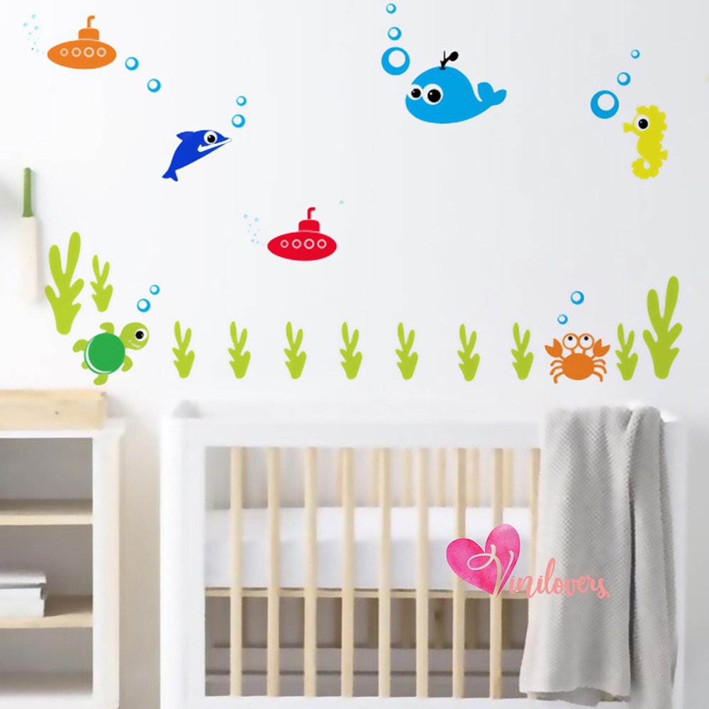 Adhesivos infantiles vinilos decorativos mundo marino Colombia Bogota Medellin Cali Barranquilla Bucaramanga Cartagena