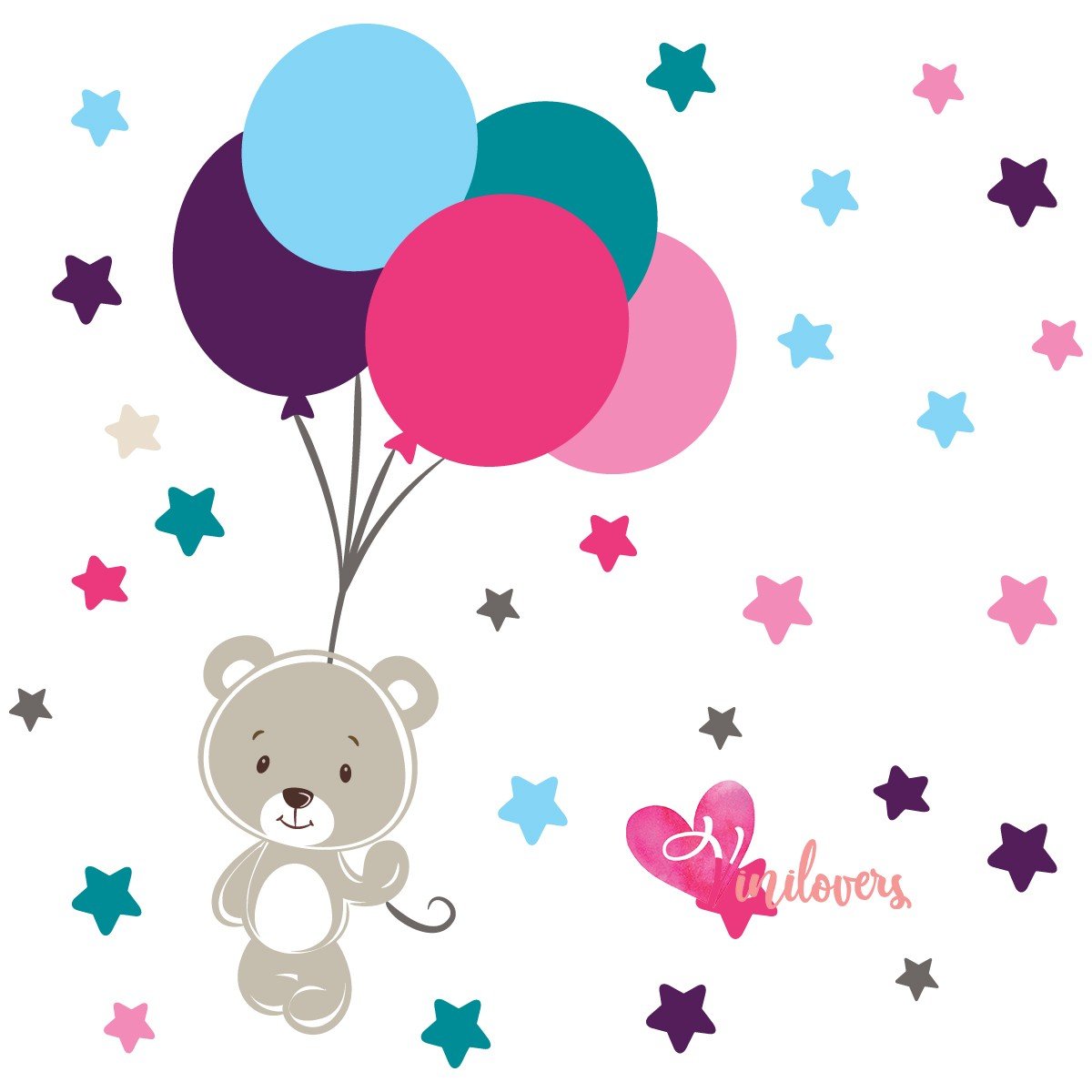 Adhesivos infantiles vinilos decorativos osos globos estrellas nombres Colombia Bogota Medellin Cali Barranquilla Bucaramanga