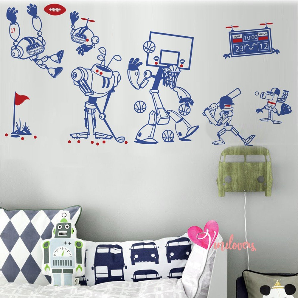 Adhesivos infantiles vinilos decorativos robots deportistas Colombia Bogota Medellin Cali Barranquilla Bucaramanga Cartagena