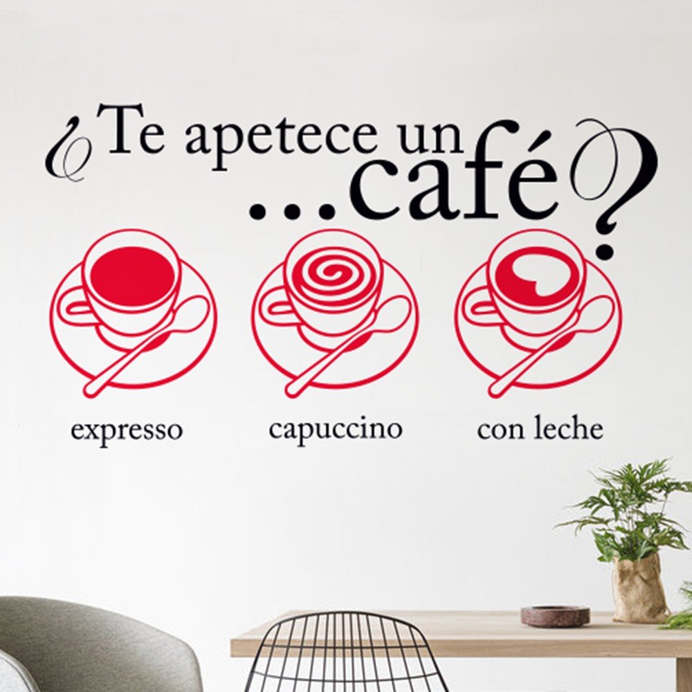 Vinilo Decorativo Adhesivo Te apetece café 2 colores