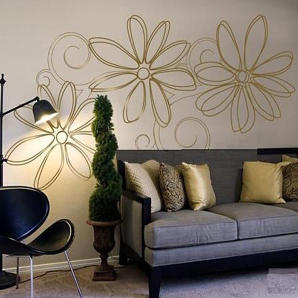 Vinilo Decorativo Adhesivo  Flores Lineales
