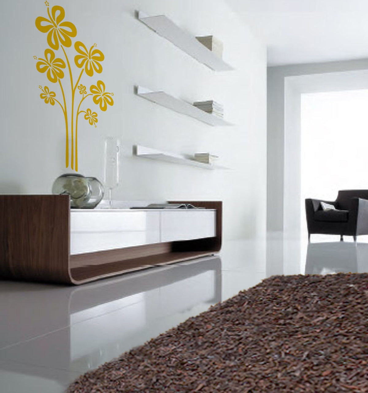 Vinilo Decorativo Adhesivo   Flores Mariposa