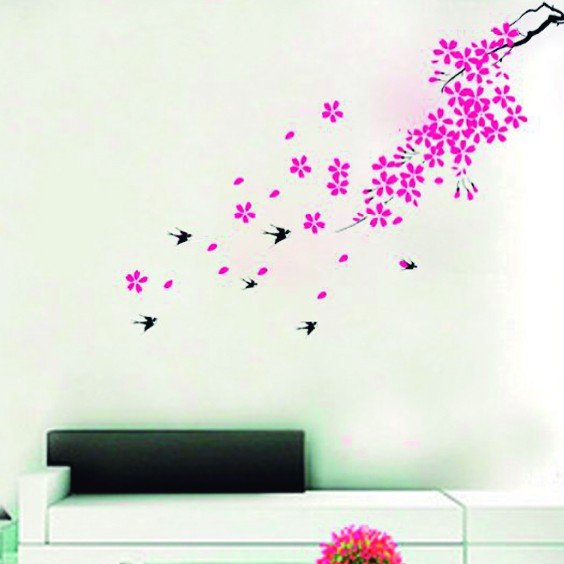 Vinilo Decorativo Adhesivo  Rama de Pajaros Orientales