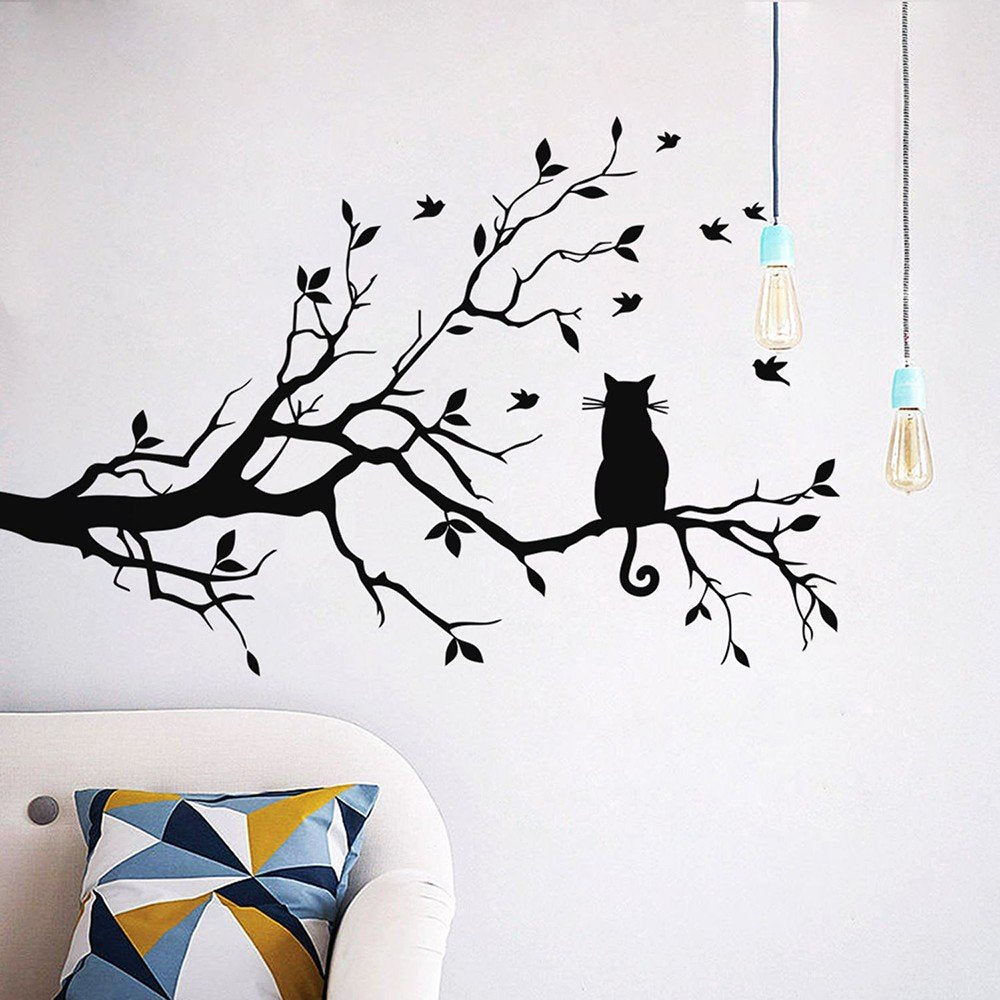 Vinilo Decorativo Adhesivo Rama Gato