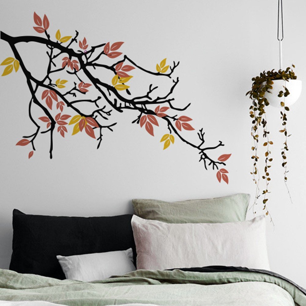 Vinilo Decorativo Adhesivo Rama Otoñal Multicolor