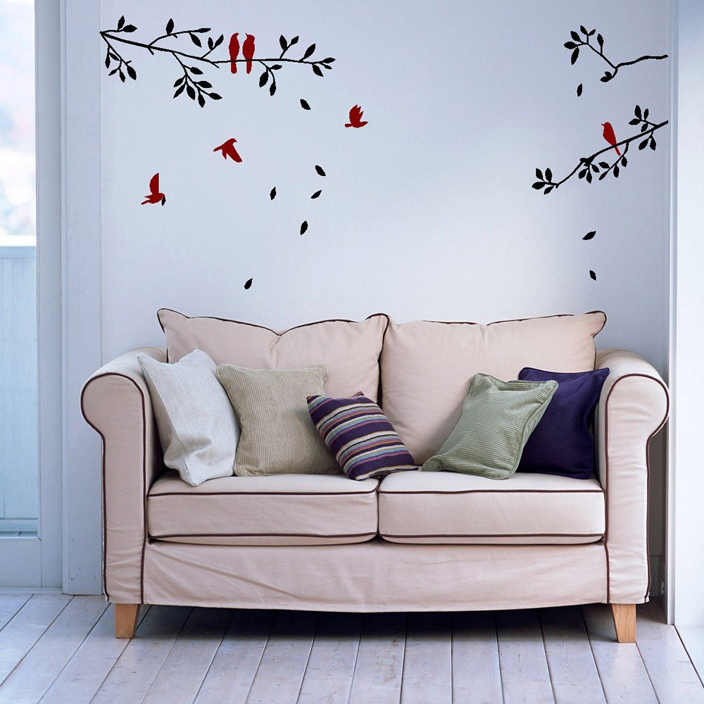 Vinilo Decorativo Adhesivo Tres Ramas Pajaros