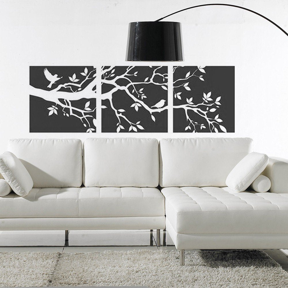 Vinilo Decorativo Adhesivo Triptico Floral