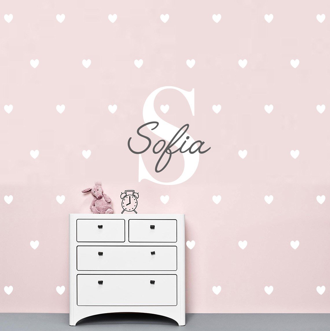 Vinilo Decorativo Adhesivo Inicial Nombre y Corazones