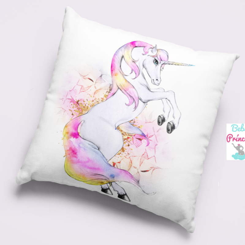 Funda o Cojín Unicornio Acuarela