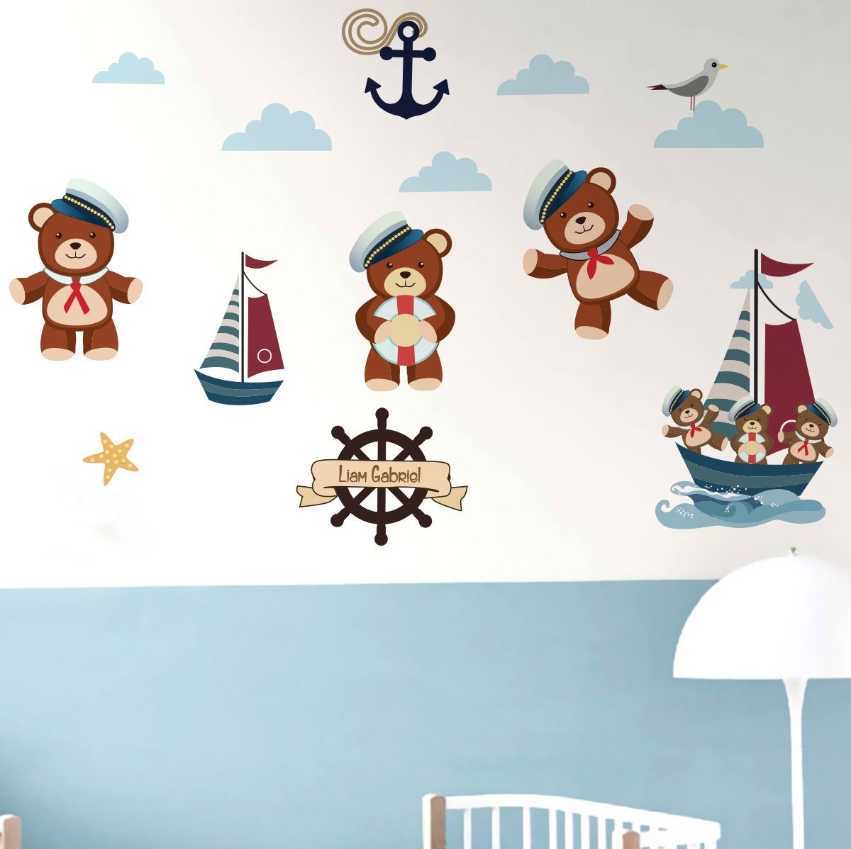 Vinilo Decorativo Oso Marineros Impresión