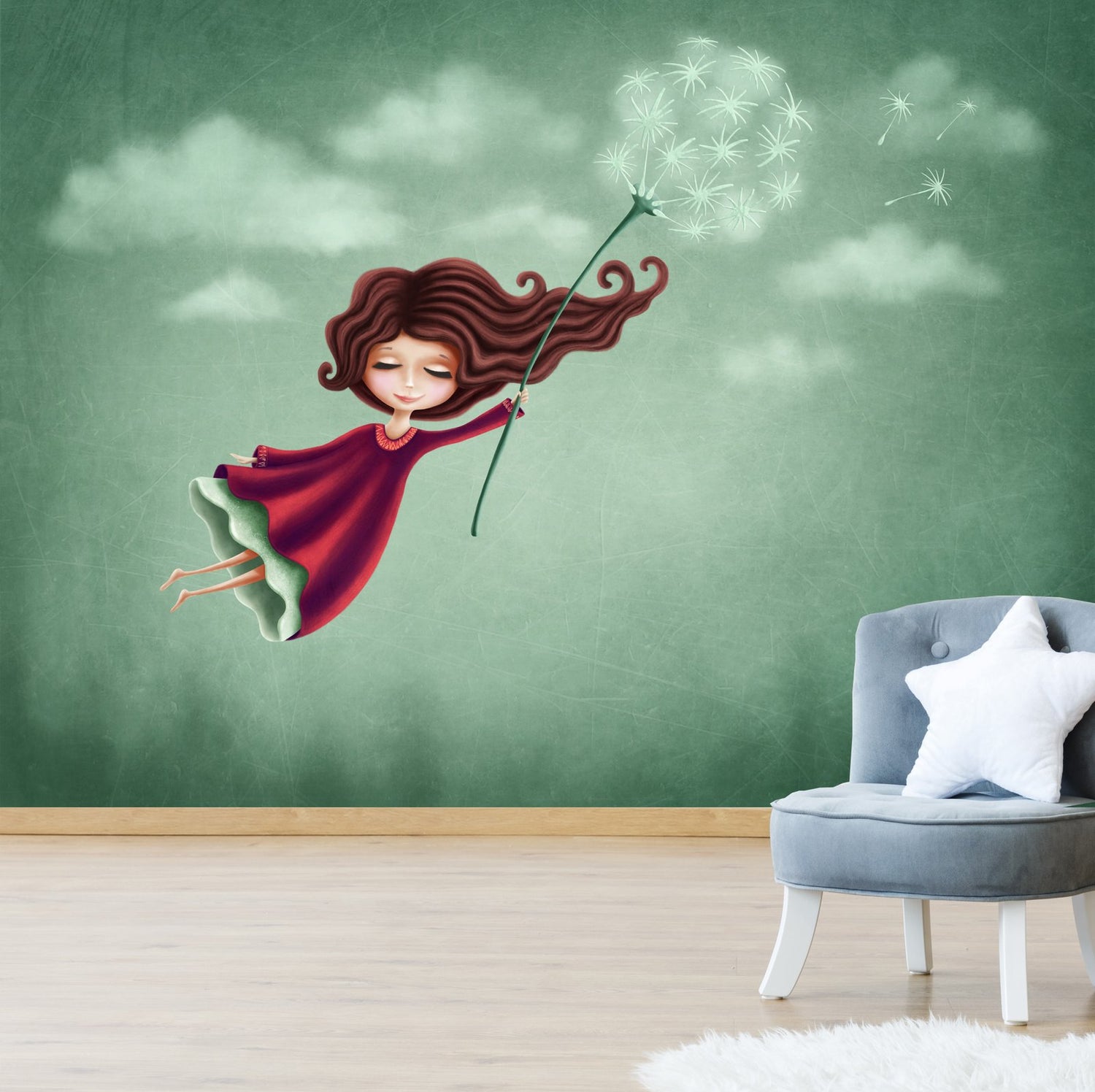 Mural Decorativo Niña y Diente de León