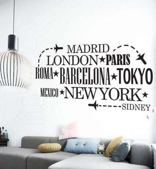 Vinilo Decorativo Adhesivo. Nombres de ciudades capitales Colombia Bogota Medellin Cali Barranquilla Bucaramanga