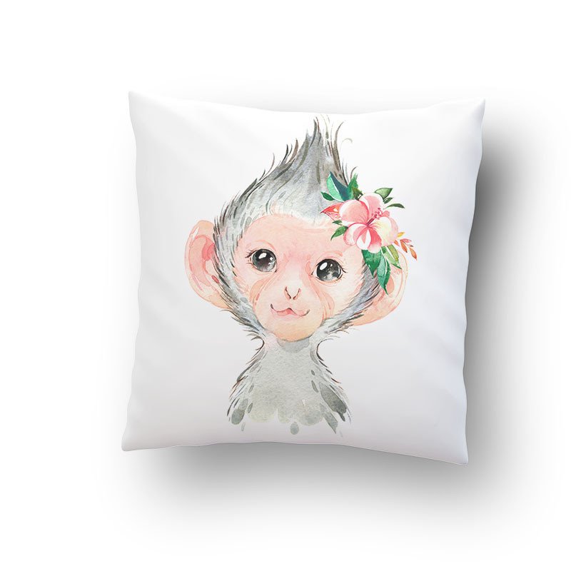 Funda o Cojín Decorativo Infantil Mono Flores