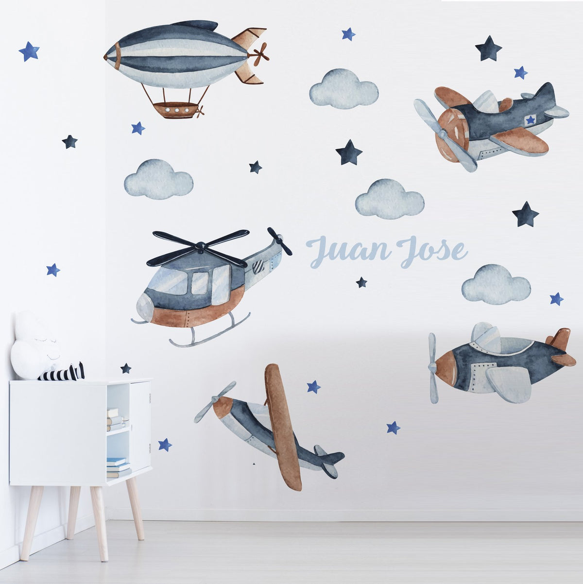 vinilos de aviones y medidor estrellas nubes