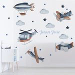 vinilos de aviones y medidor estrellas nubes