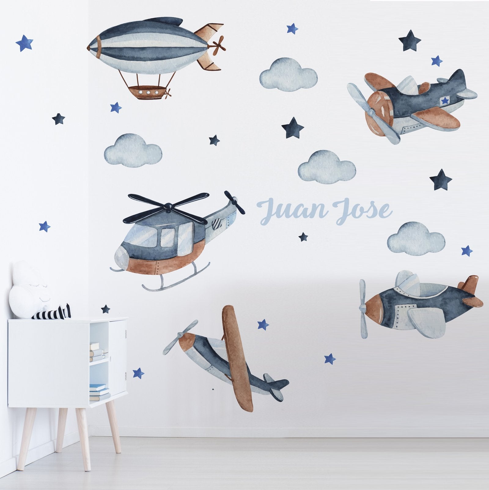 vinilos de aviones y medidor estrellas nubes