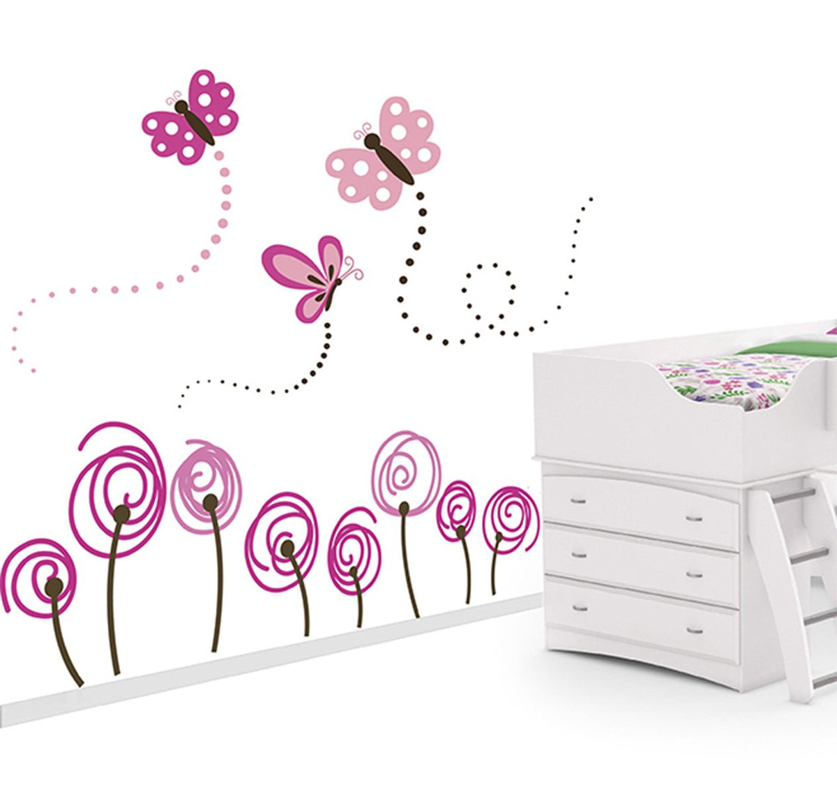 Vinilo Decorativo Adhesivo Flores Con Mariposas