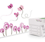Vinilo Decorativo Adhesivo Flores Con Mariposas