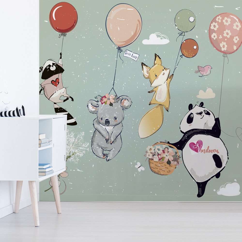 Mural Adhesivo Animales Globos