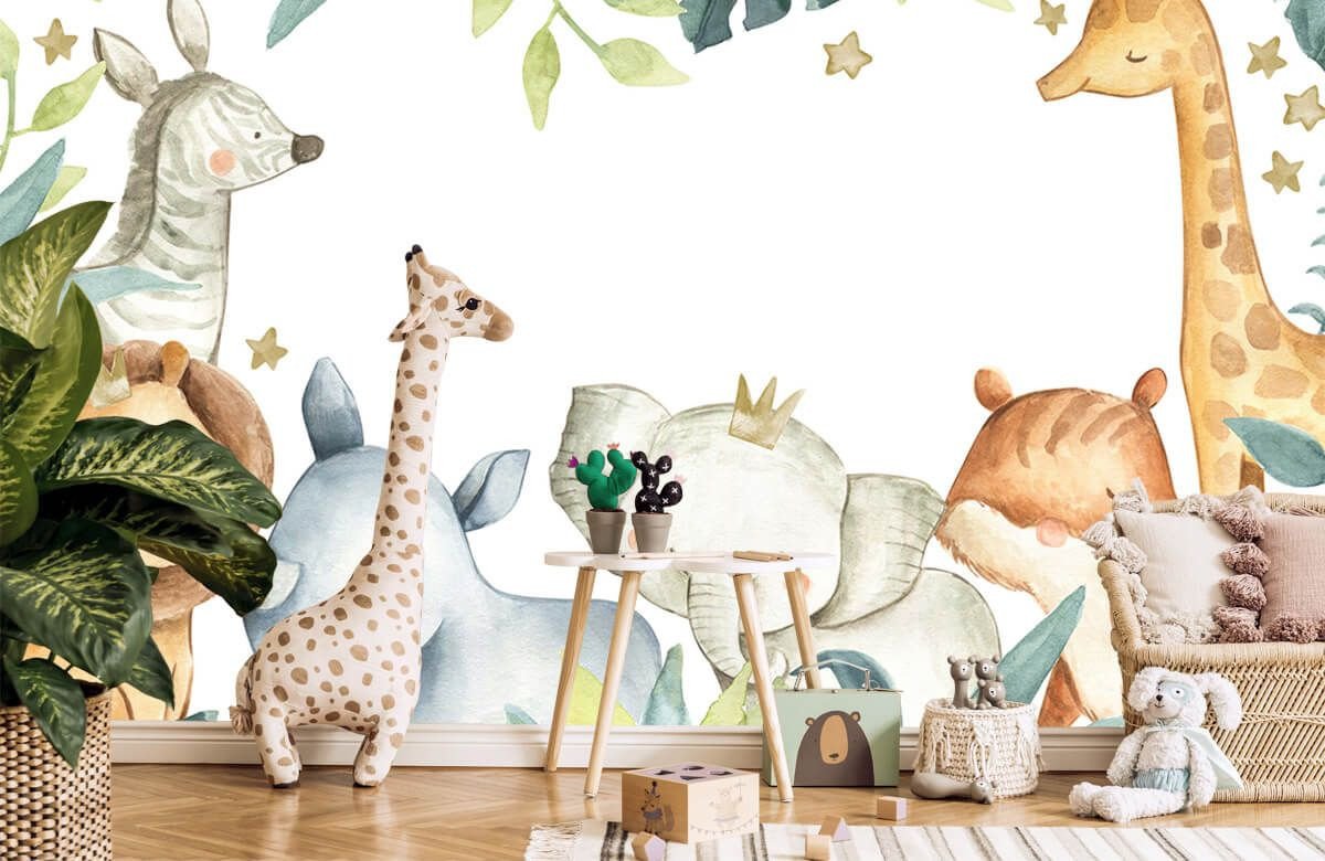 Mural Adhesivo Animales Acuarela y Selva