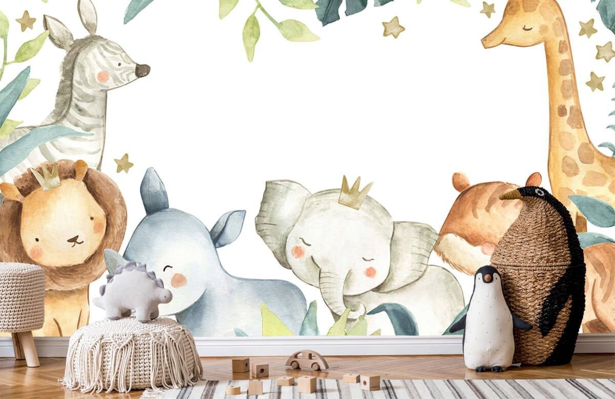 Mural Adhesivo Animales Acuarela y Selva