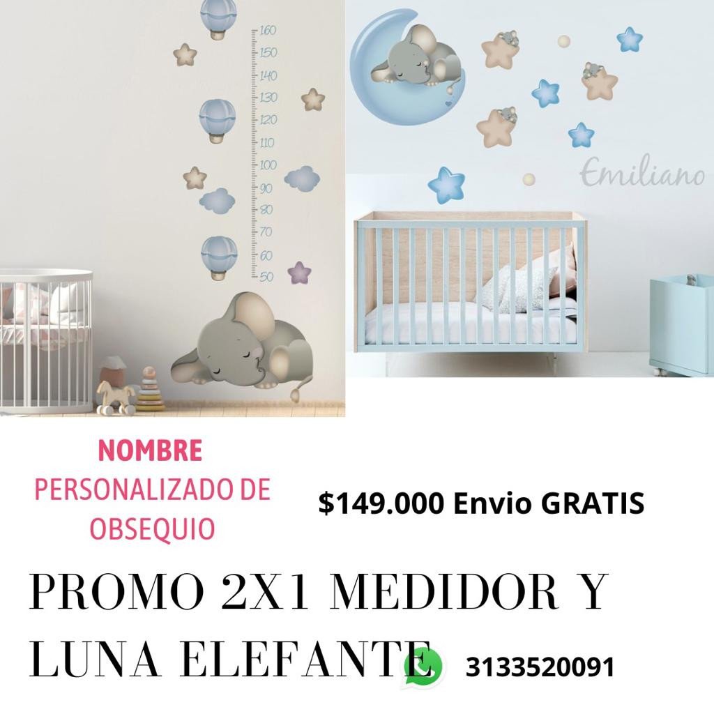 vinilo adhesivo infantil elefantes globos estrellas luna medidor nombre personalizado