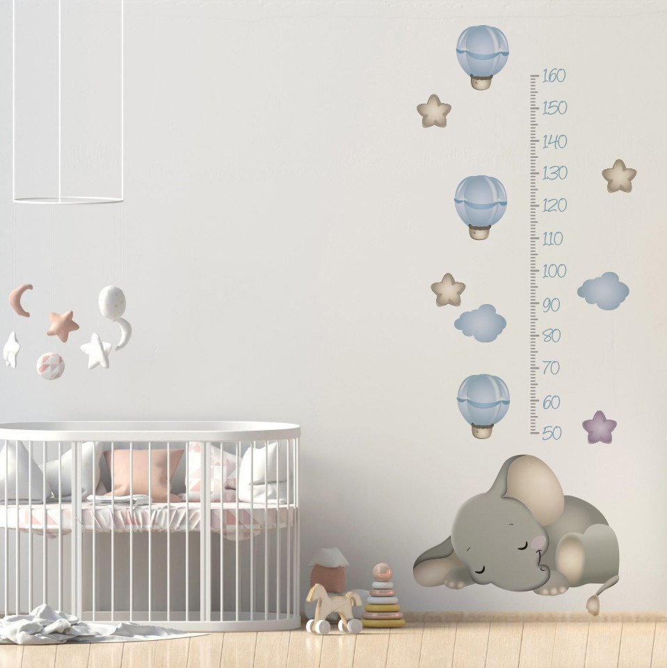 vinilo adhesivo infantil elefantes globos estrellas luna medidor nombre personalizado