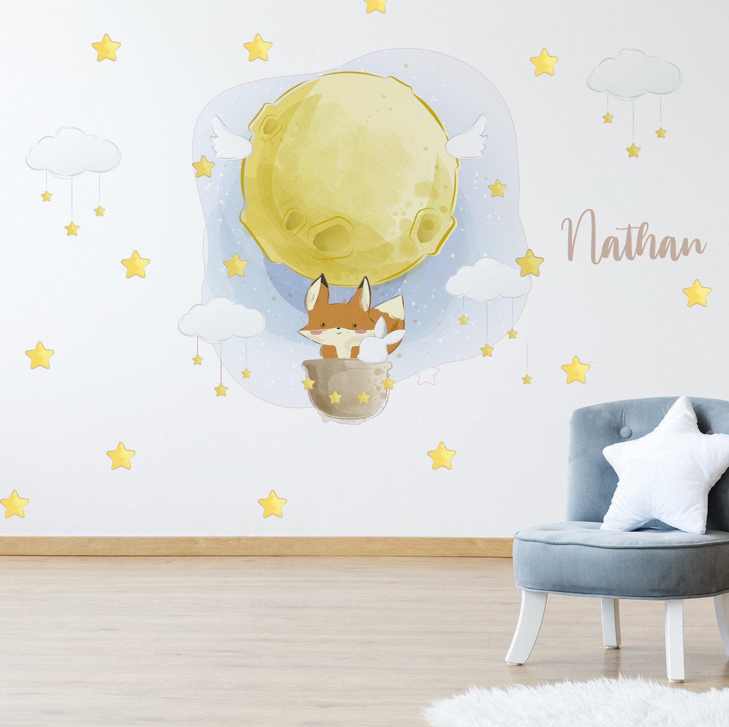 vinilos para bebes animales globos estrellas nubes 