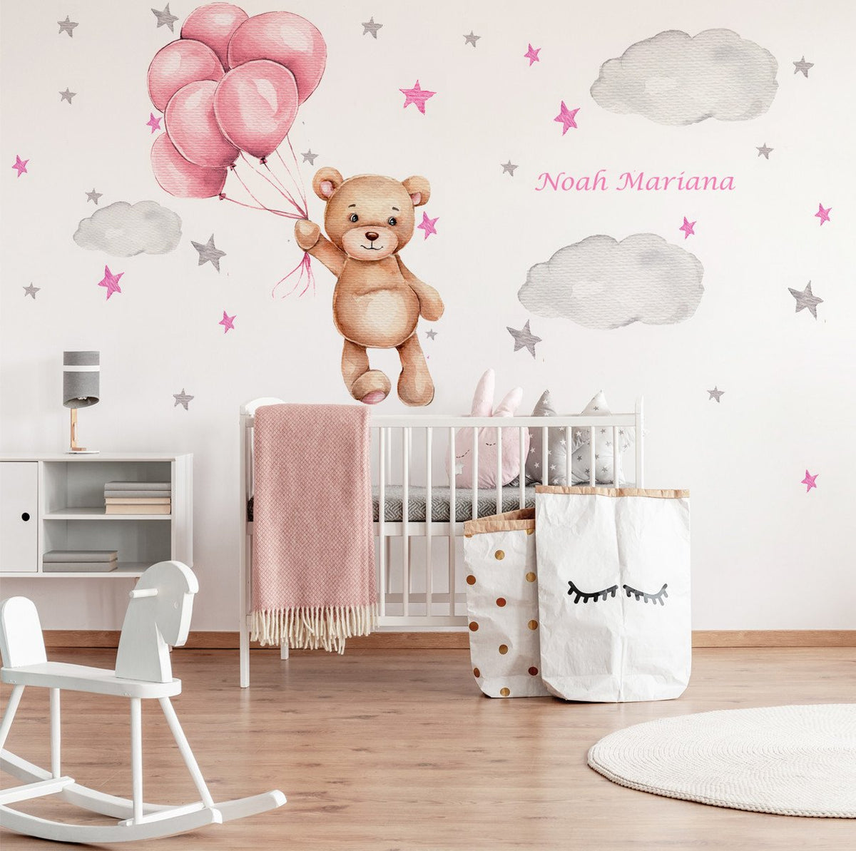 vinilos infantiles osos globos nubes estrellas medidor nombre
