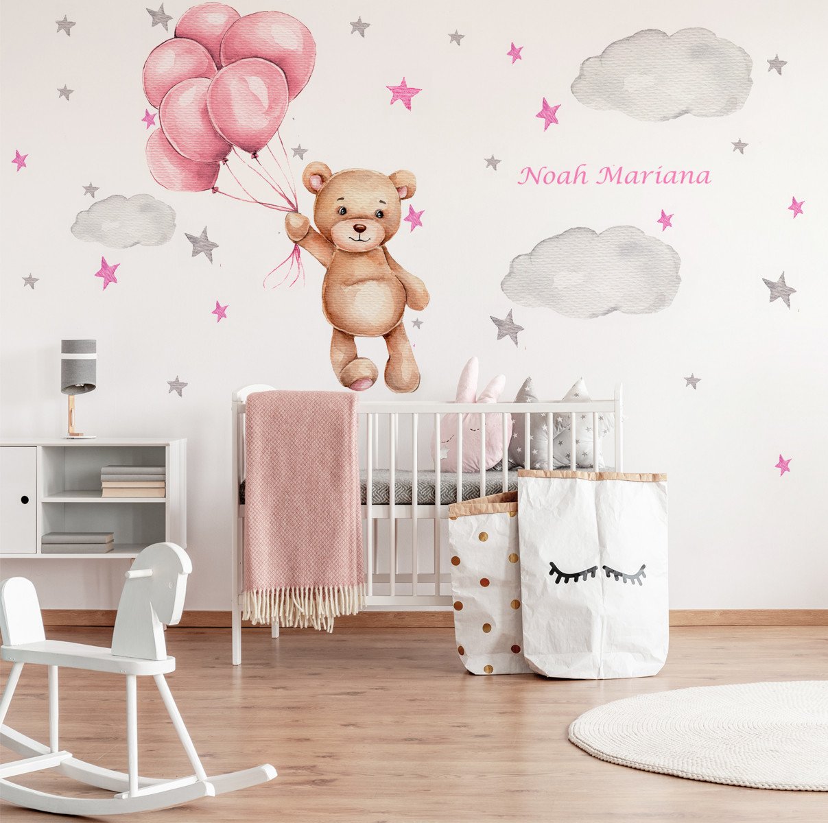vinilos infantiles osos globos nubes estrellas medidor nombre