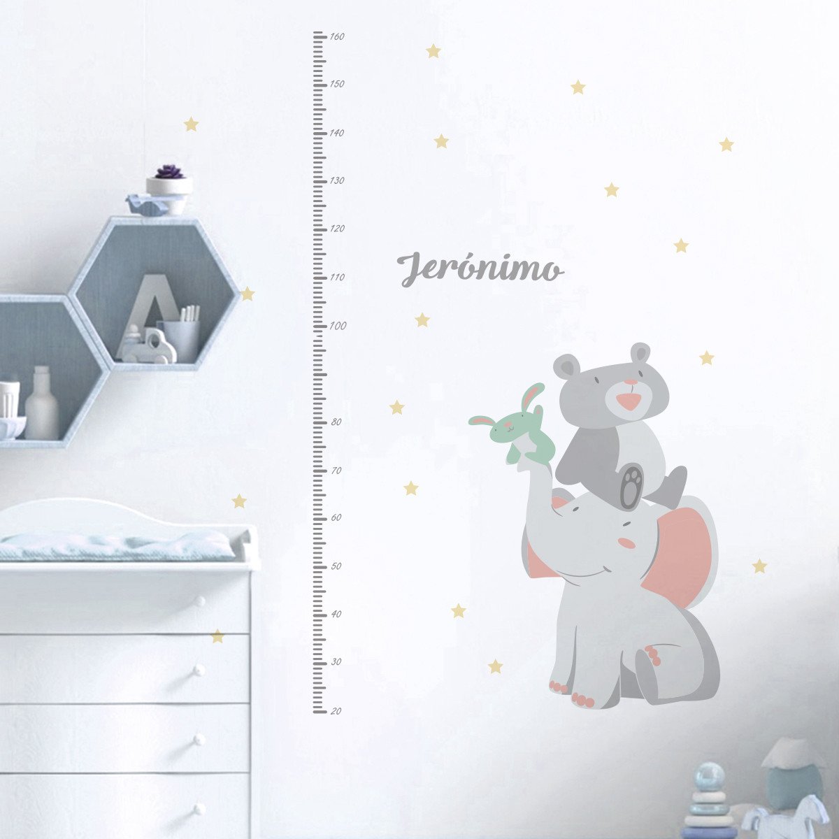 Vinilos Zorro  Globo Nubes Estrellas con Medidor elefante oso estrellas 2x1
