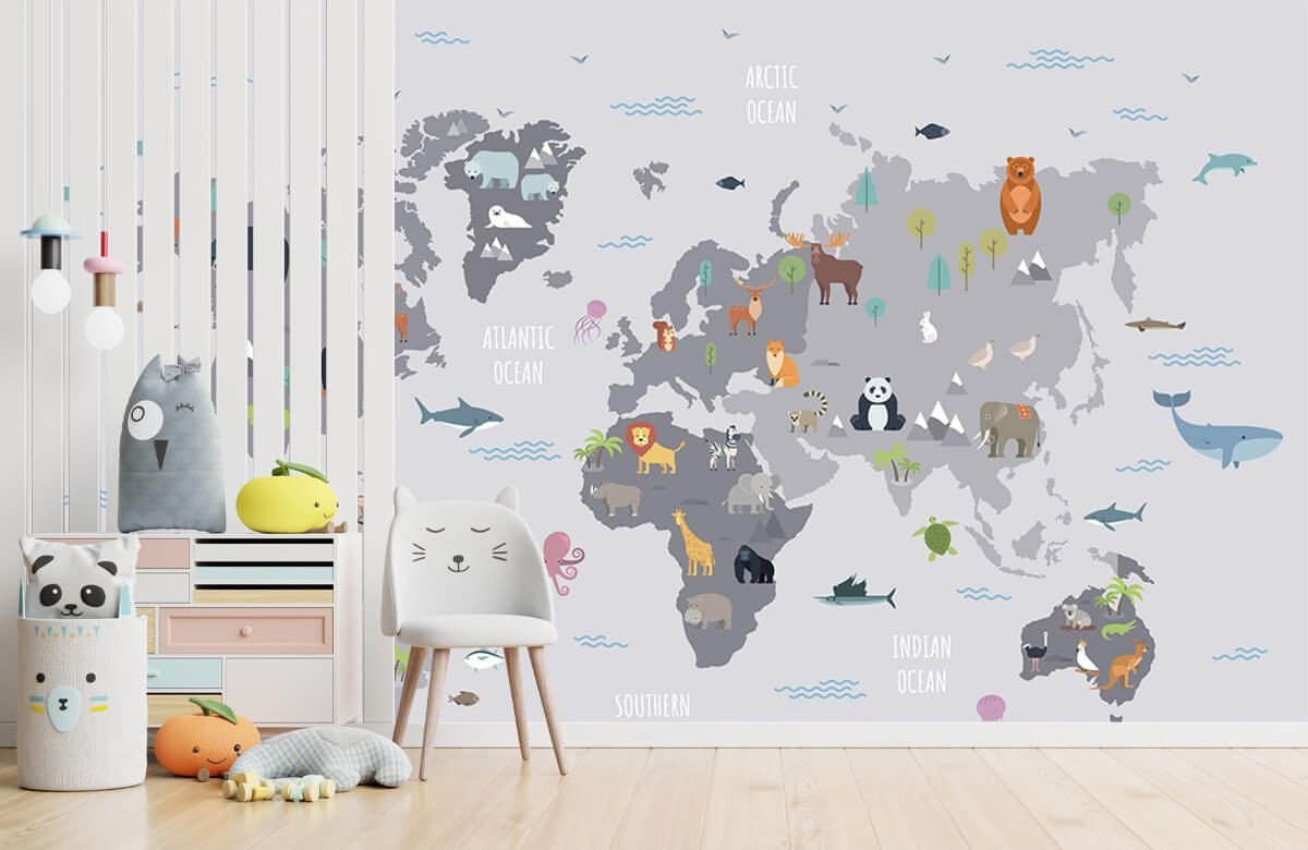 Vinilo Mapamundi Infantil de Animales