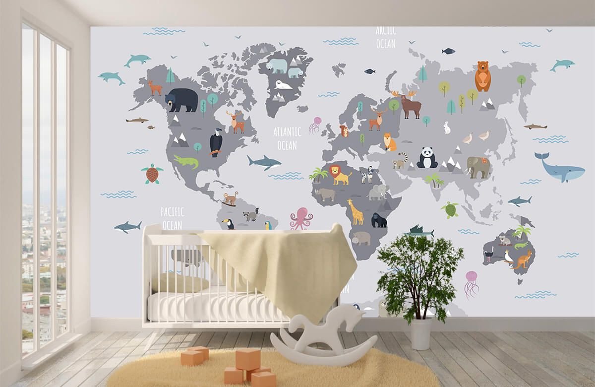 Vinilo Mapamundi Infantil de Animales