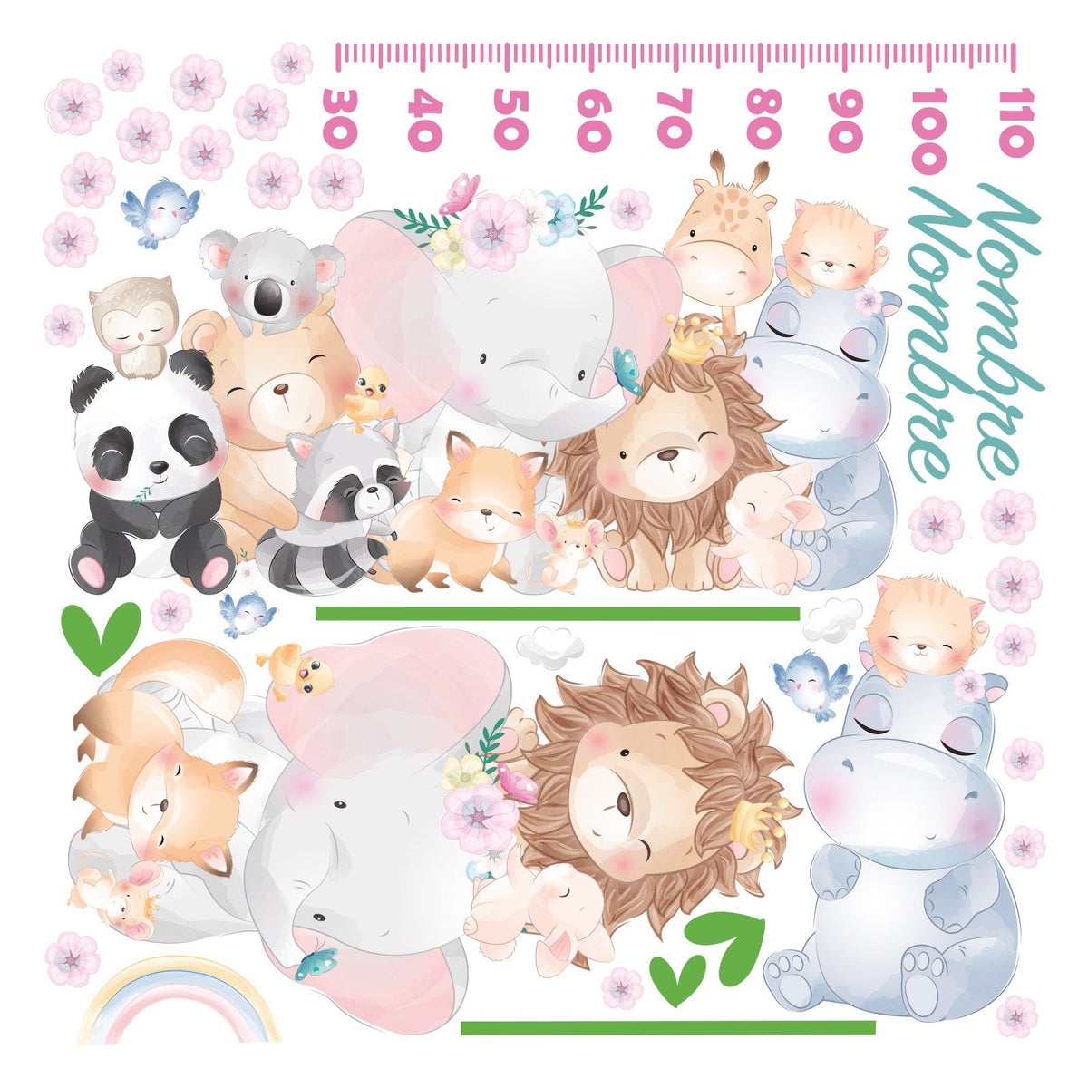 Vinilos Adhesivos Animales Flores Medidor Nombre