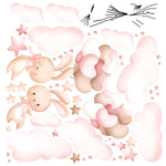 Vinilo Decorativo Bebe Conejos y Globos de Corazones