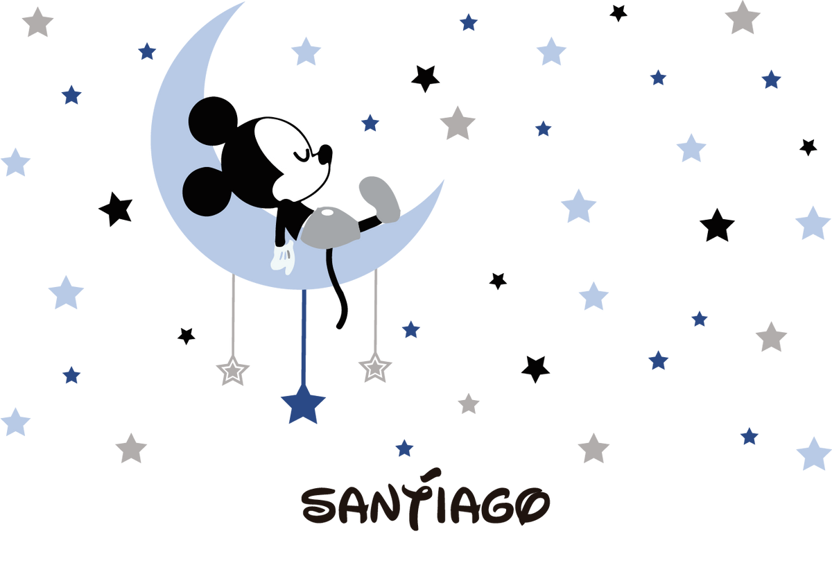Vinilo mickey estrellas luna 