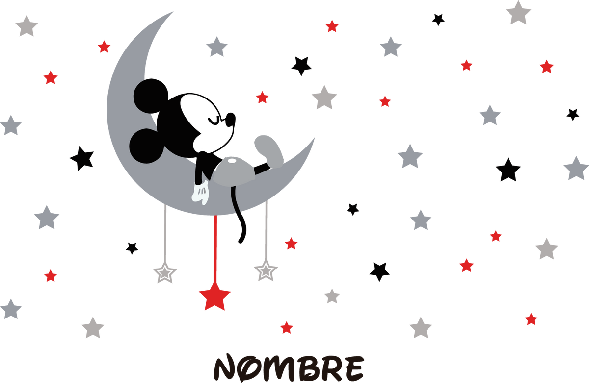 Vinilo mickey estrellas luna 