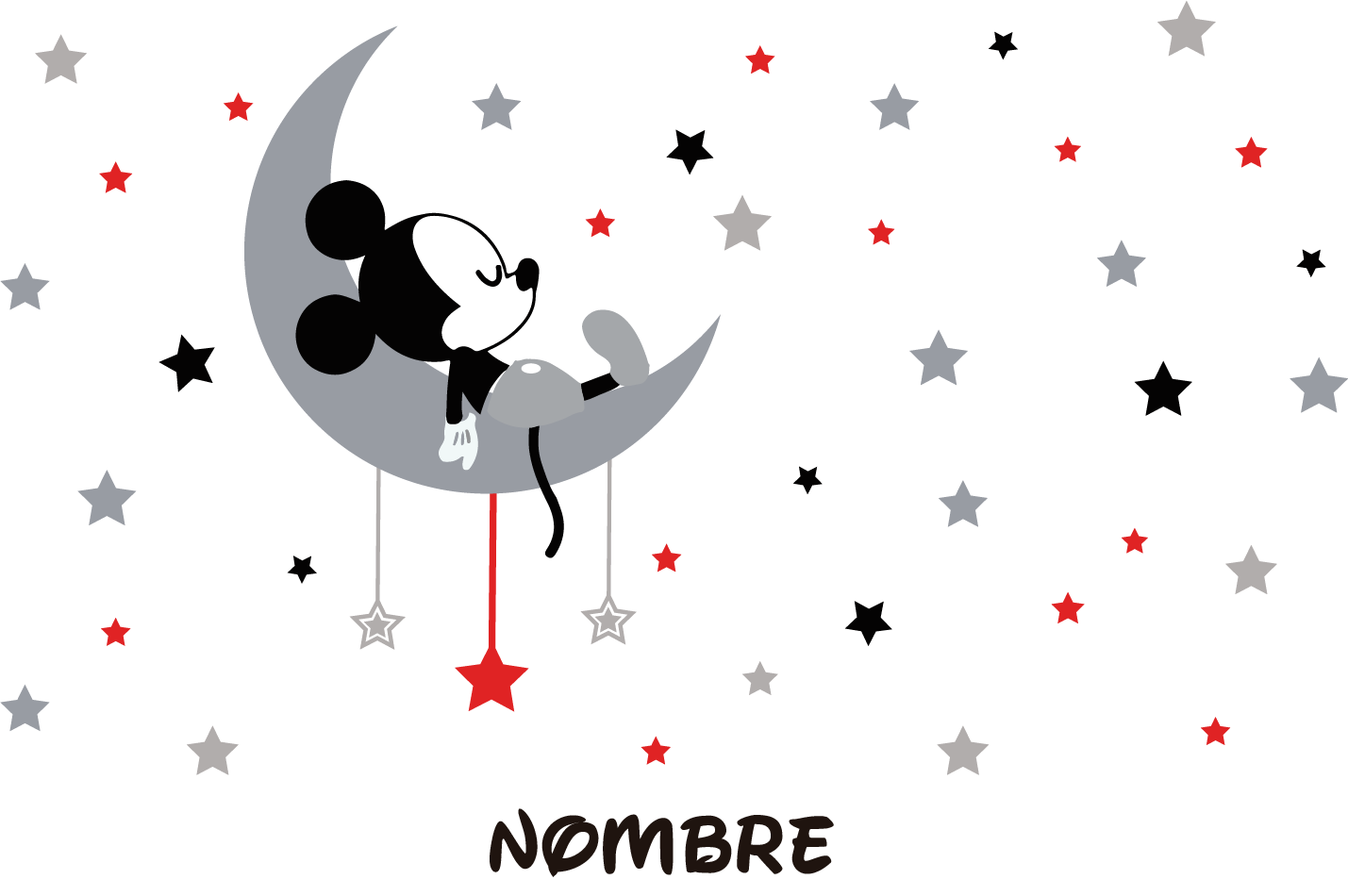Vinilo mickey estrellas luna 