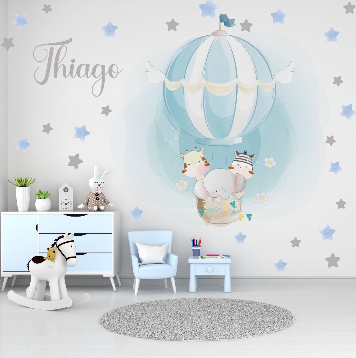 Vinilos Decorativos Infantiles Globos Animales Estrellas Nombre Personalizado