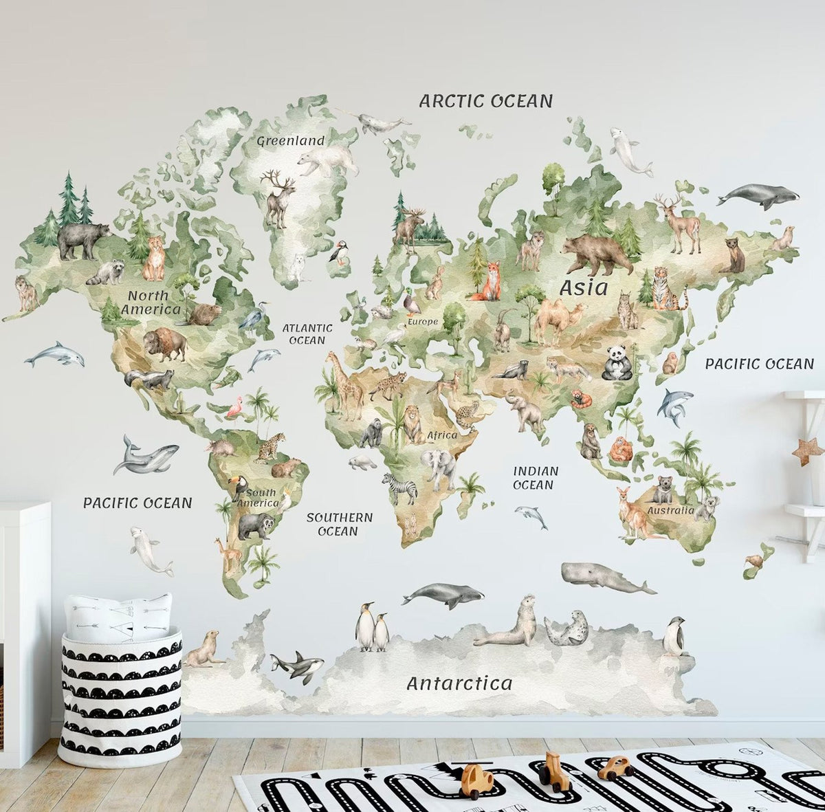 Vinilo Mapamundi Infantil de Animales