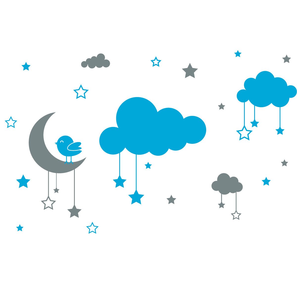 Adhesivos decorativos infantiles nubes lunas pajaros Colombia Bogota Medellin Cali Barranquilla Bucaramanga Cartagena Ibague